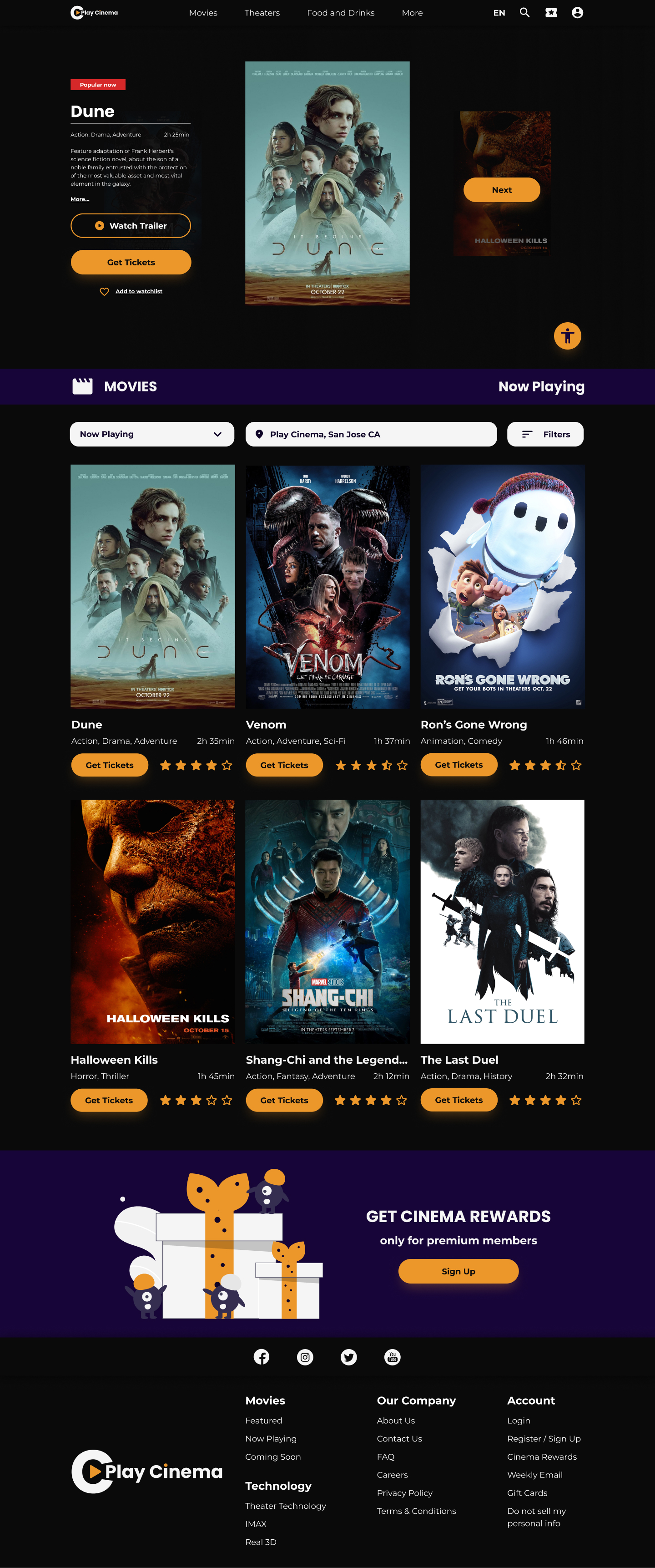 Play Cinema Homepage screen for desktop