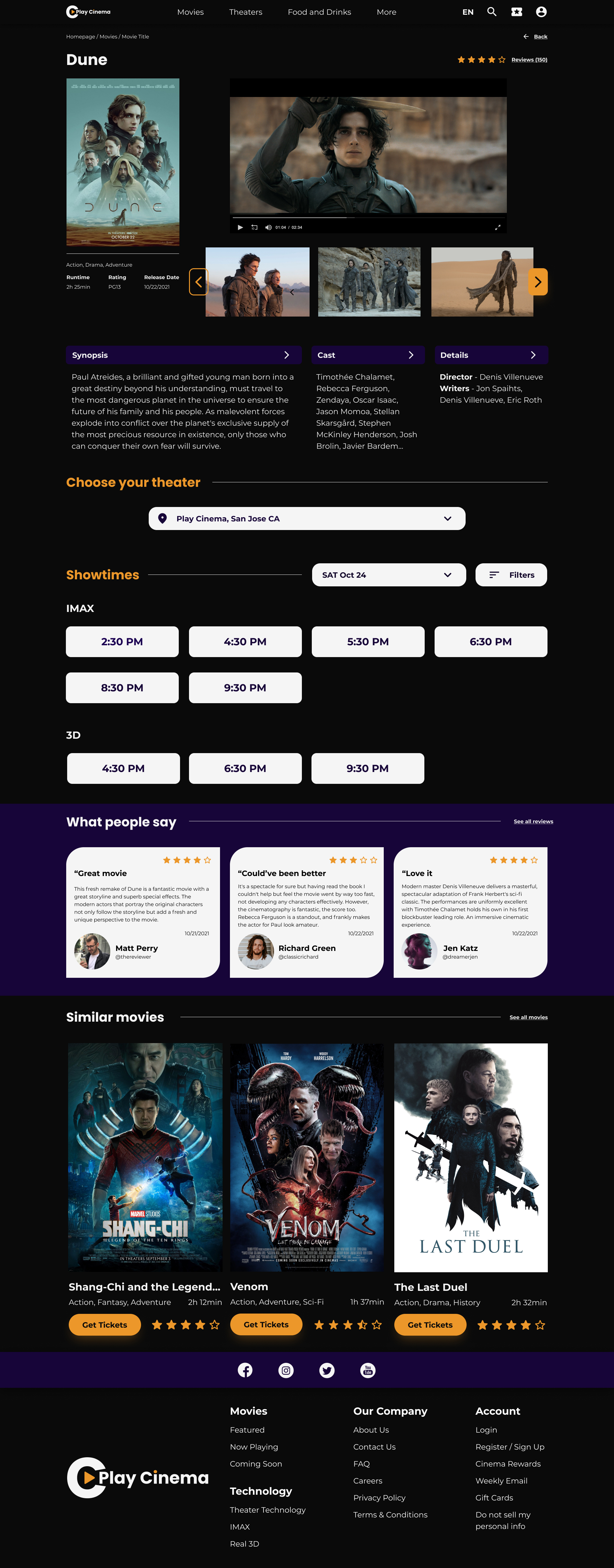 Play Cinema Movie information screen for desktop