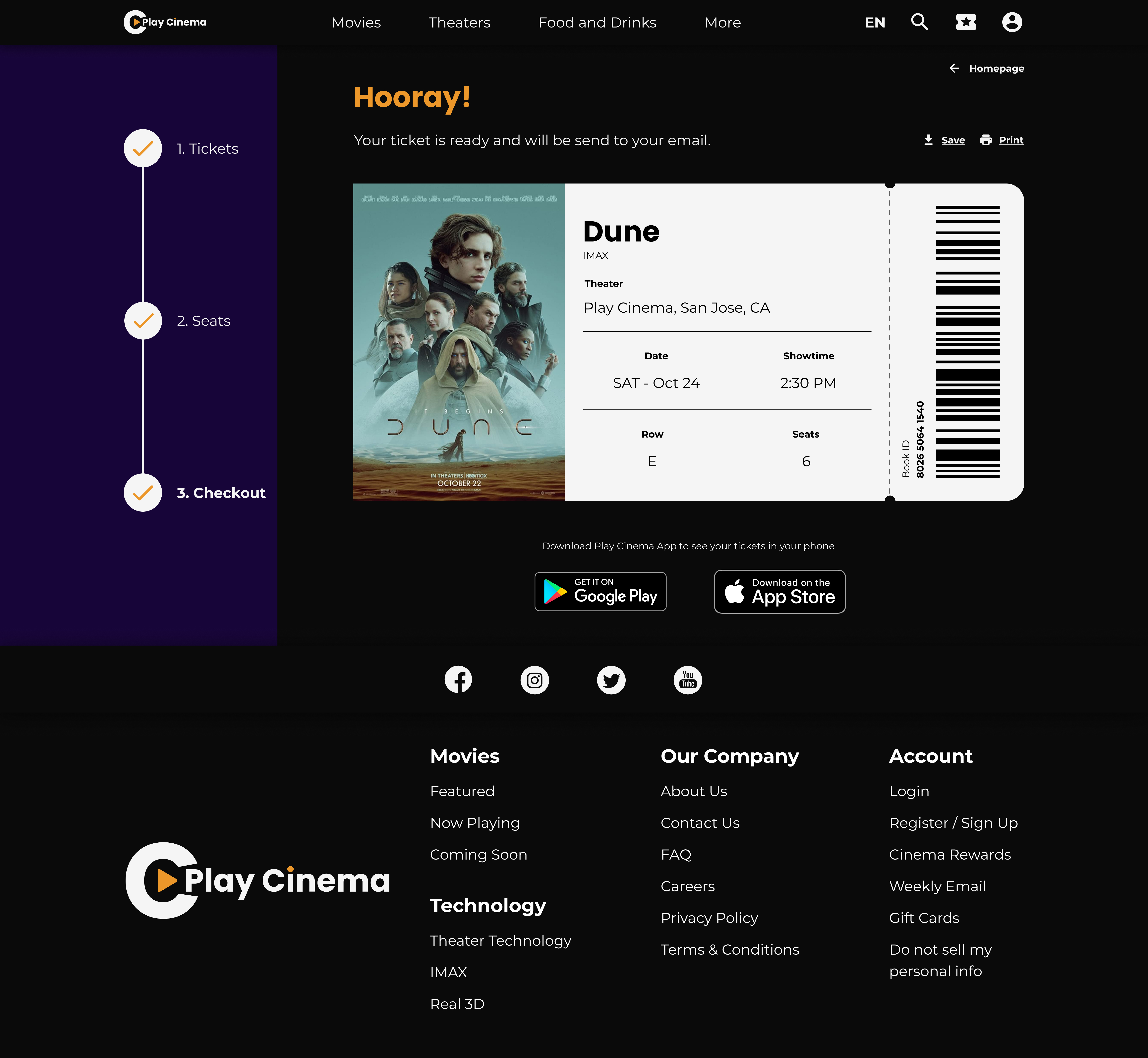 Play Cinema Complete Purchase screen for desktop